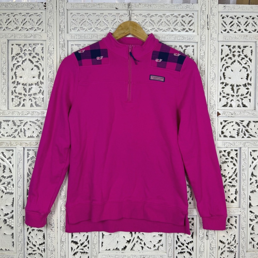 Vineyard Vines‎ Hot Pink Quarter Zip Pullover Sweatshirt Sz Girls XL 14/16
